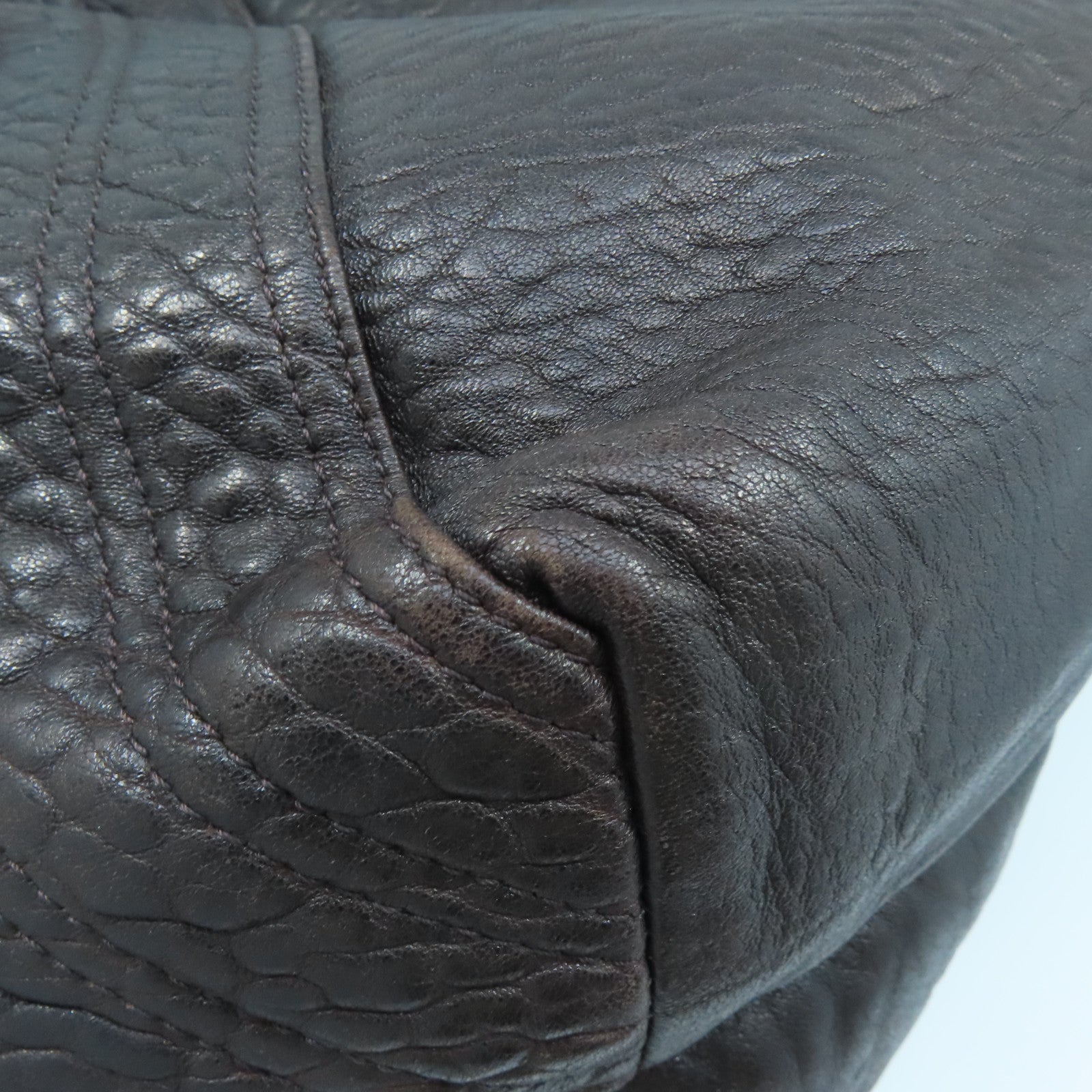 FENDI Cowhide Leather Handbag Handbag Brown