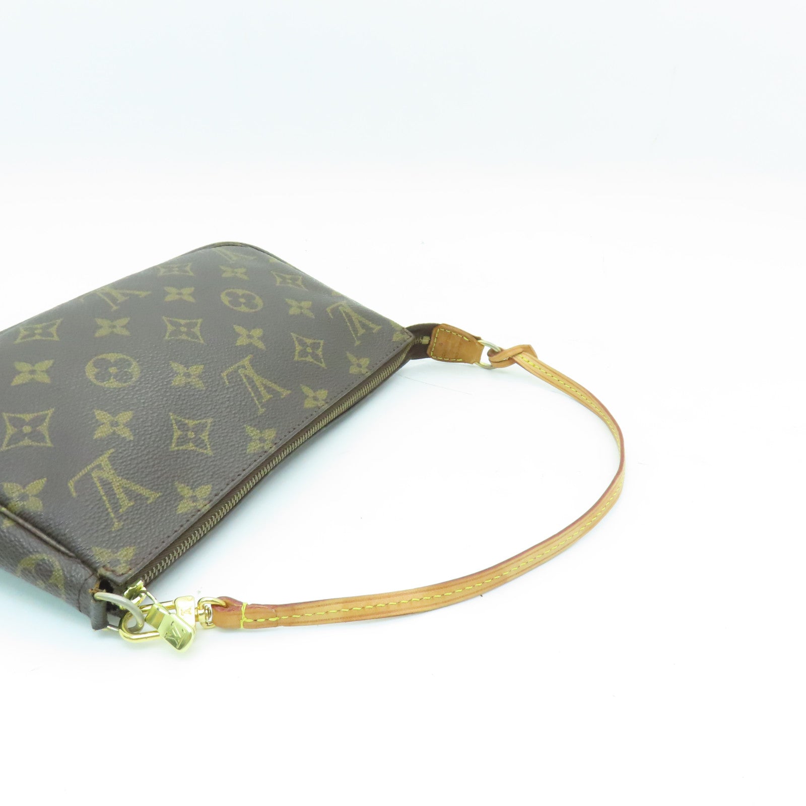 LOUIS VUITTON 【激減優惠】Monogram Pochette Accessoires金扣手挽袋啡色