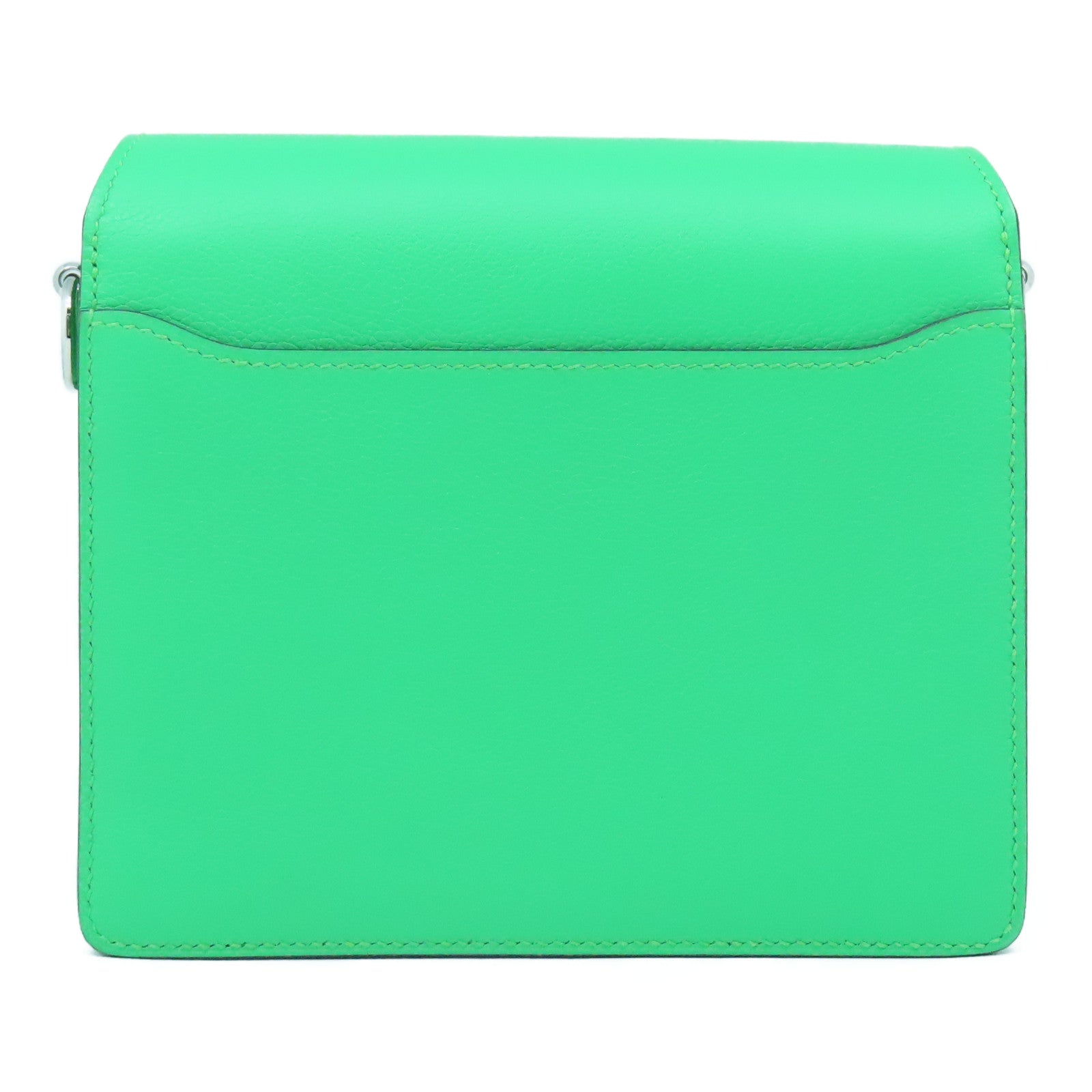 HERMES Evercolor皮革Mini Roulis銀扣肩背袋漫畫綠色