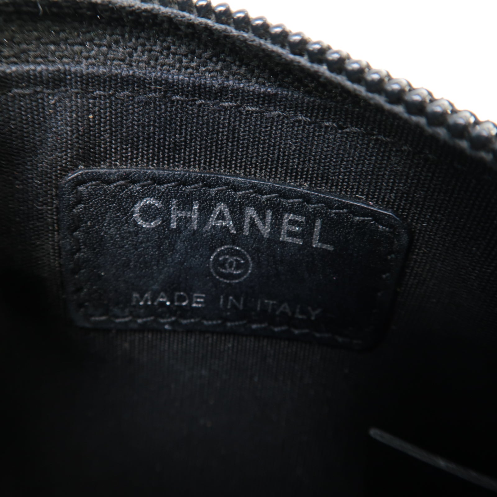 CHANEL Caviar皮革Coin Case銀扣零錢包黒色