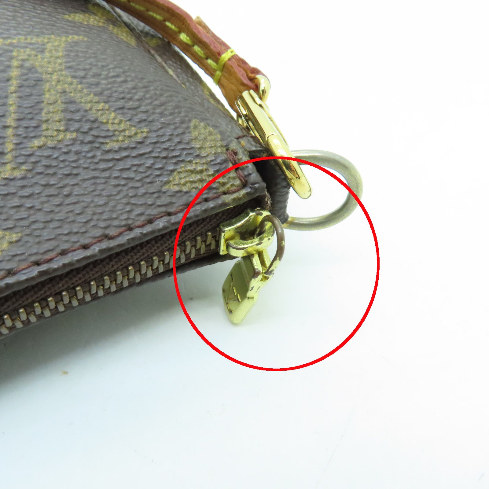 LOUIS VUITTON 【激減優惠】Monogram Pochette Accessoires金扣手挽袋啡色