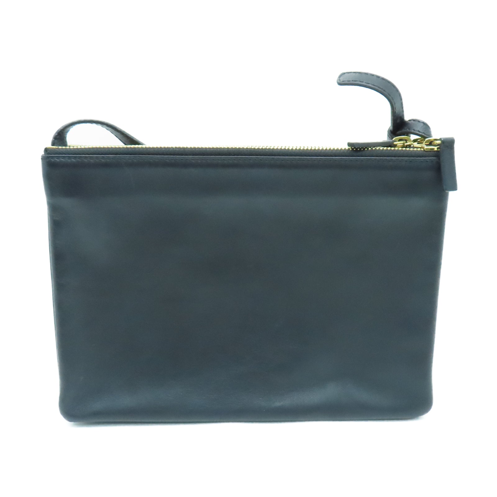 CELINE sheepskin leather Shoulder Bag gold buckle shoulder bag black