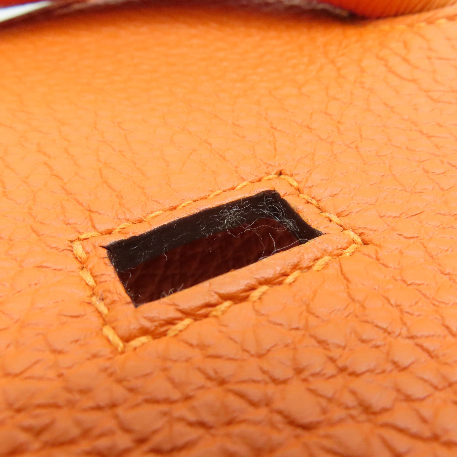 HERMES Clemence皮革Shoulder Birkin肩背袋银扣橙色