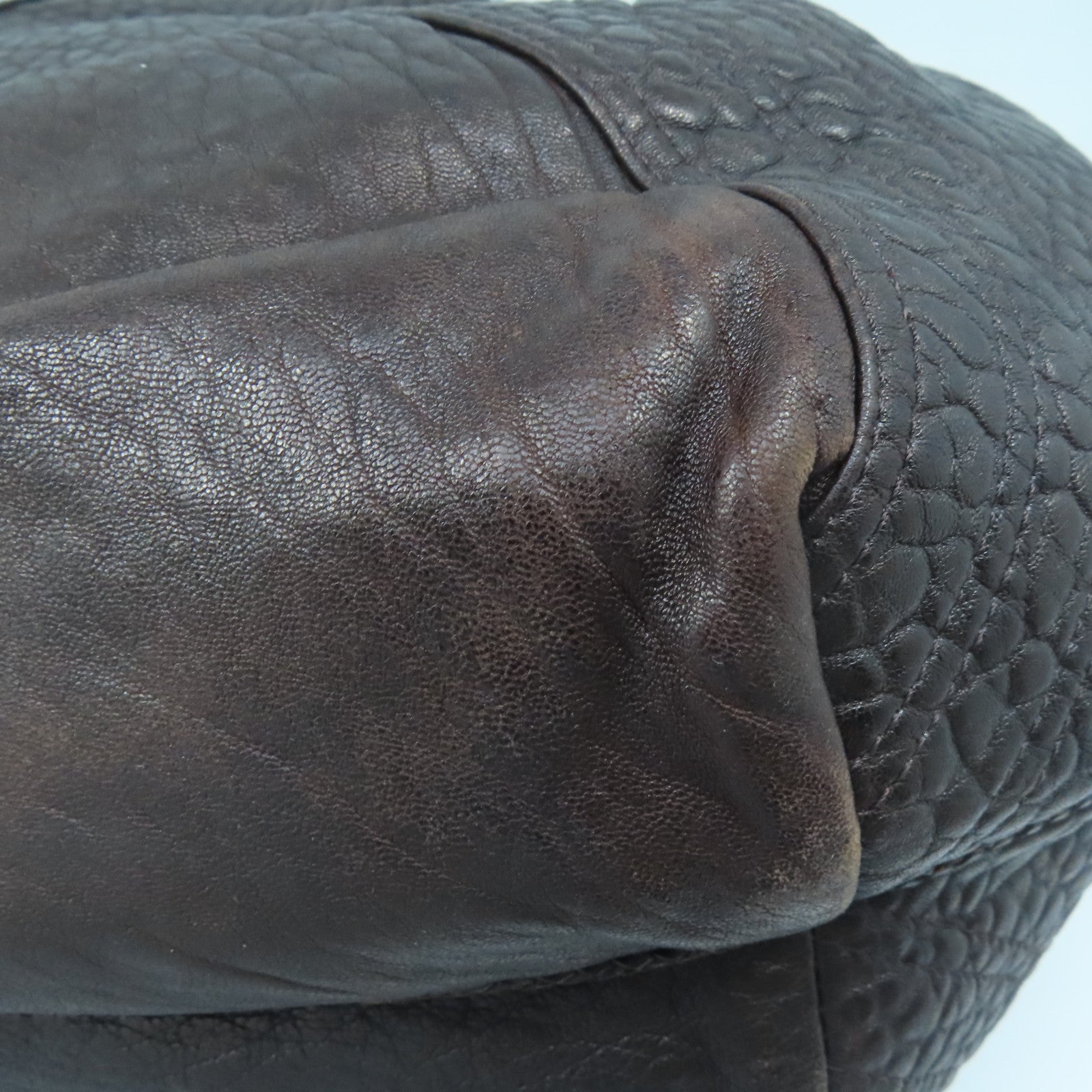 FENDI Cowhide Leather Handbag Handbag Brown