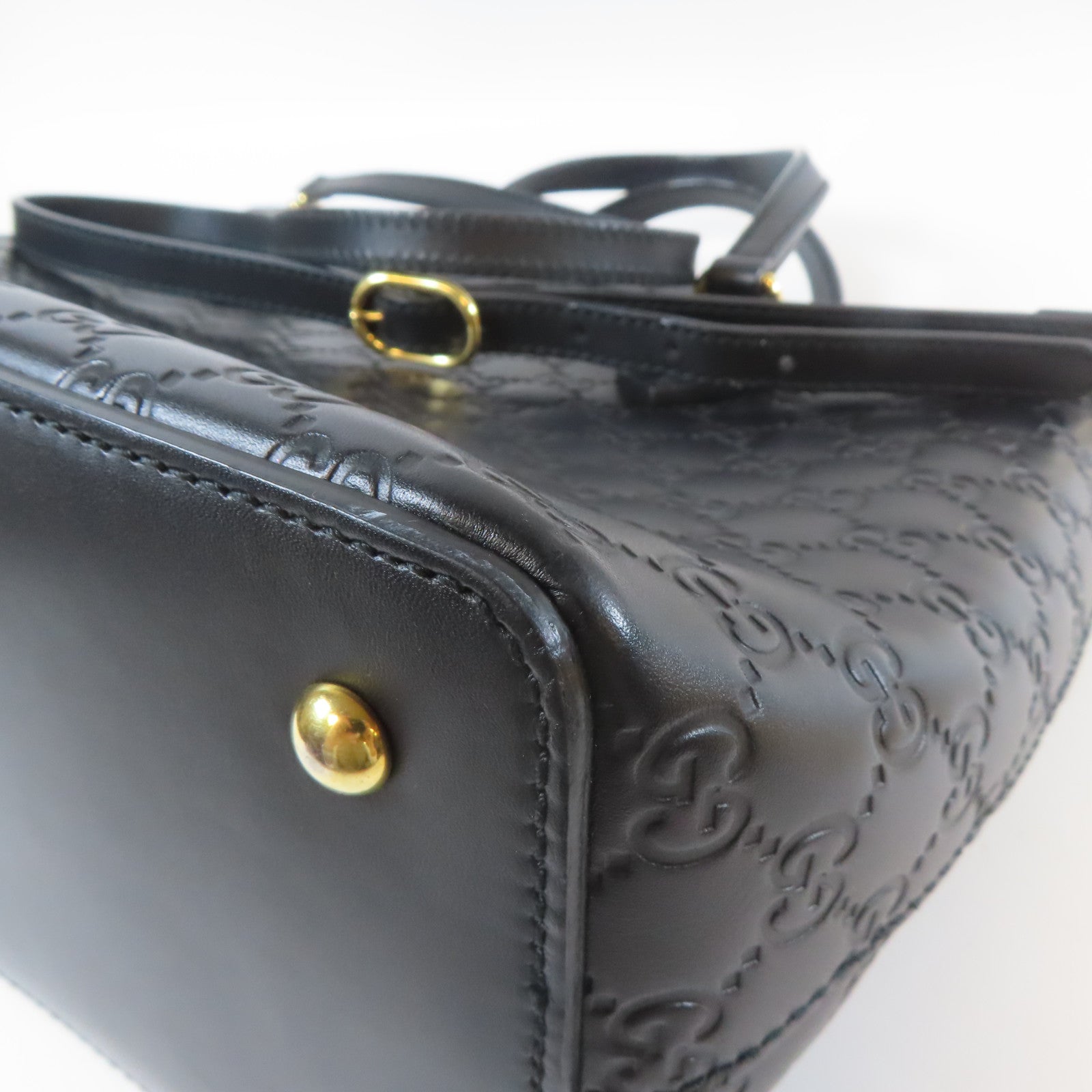 GUCCI 牛皮皮革2 Way Shoulder金扣手挽肩背兩用袋黑色