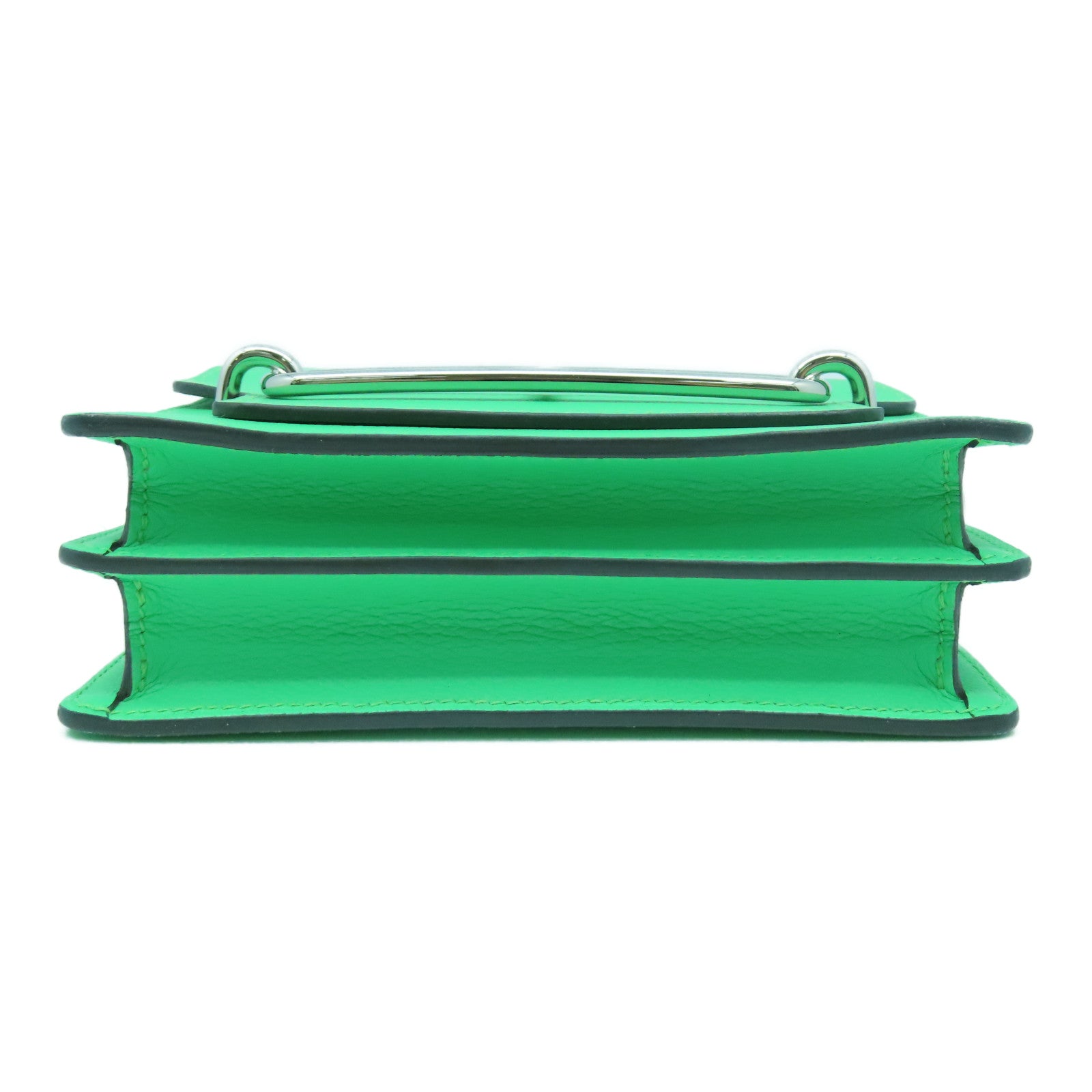 HERMES Evercolor皮革Mini Roulis銀扣肩背袋漫畫綠色