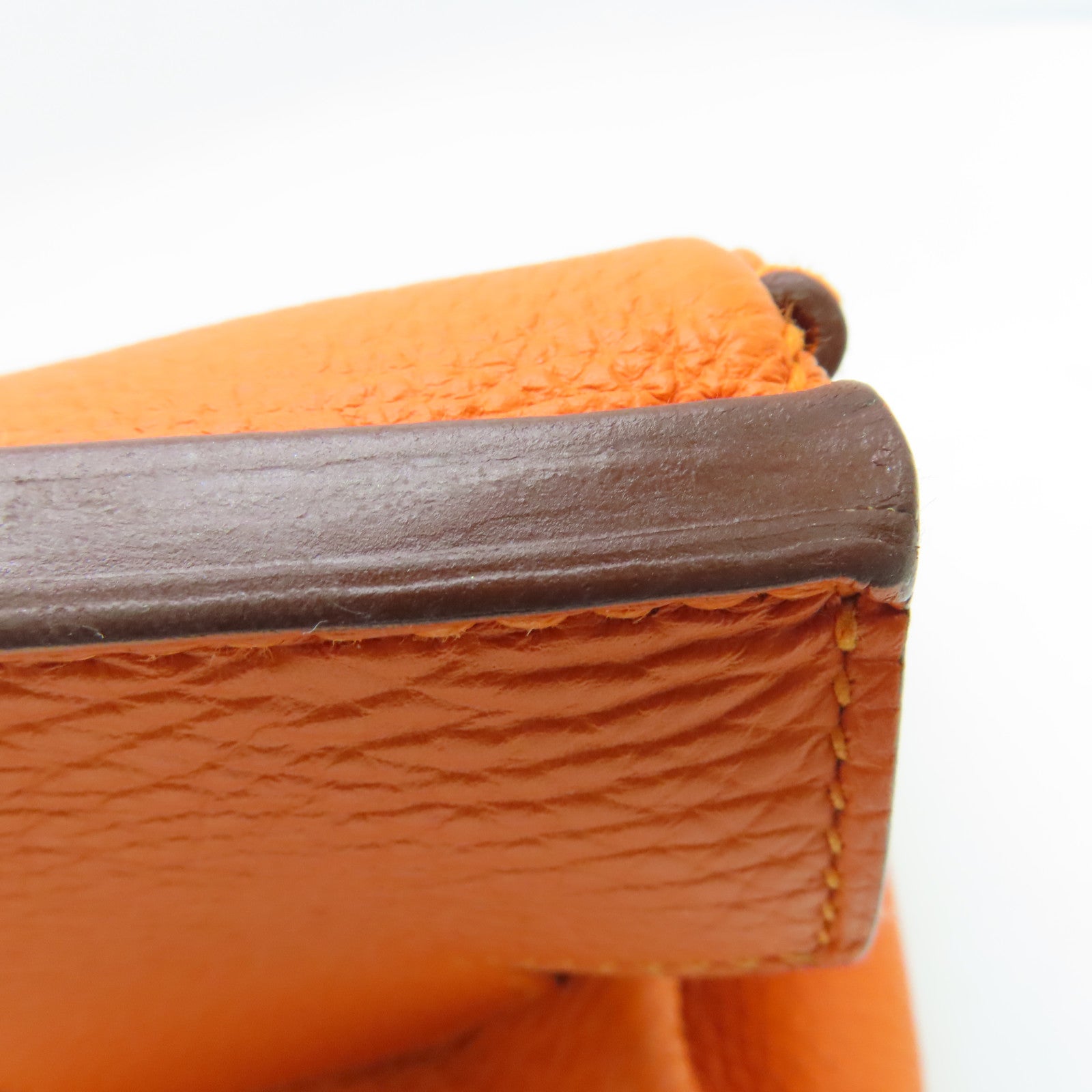 HERMES Clemence皮革Shoulder Birkin肩背袋银扣橙色