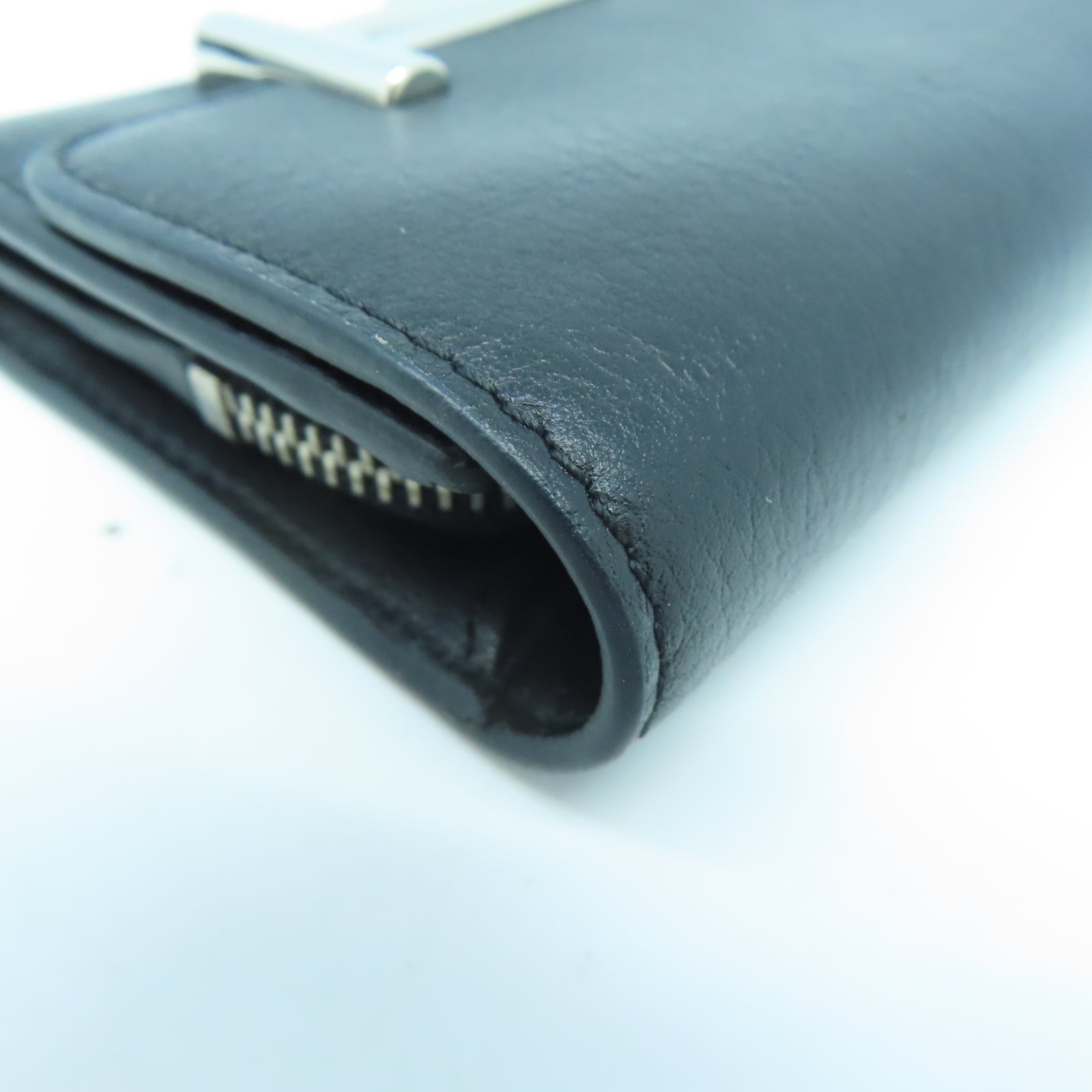 TOD’S 牛皮皮革Card Holder銀扣卡片包黑色