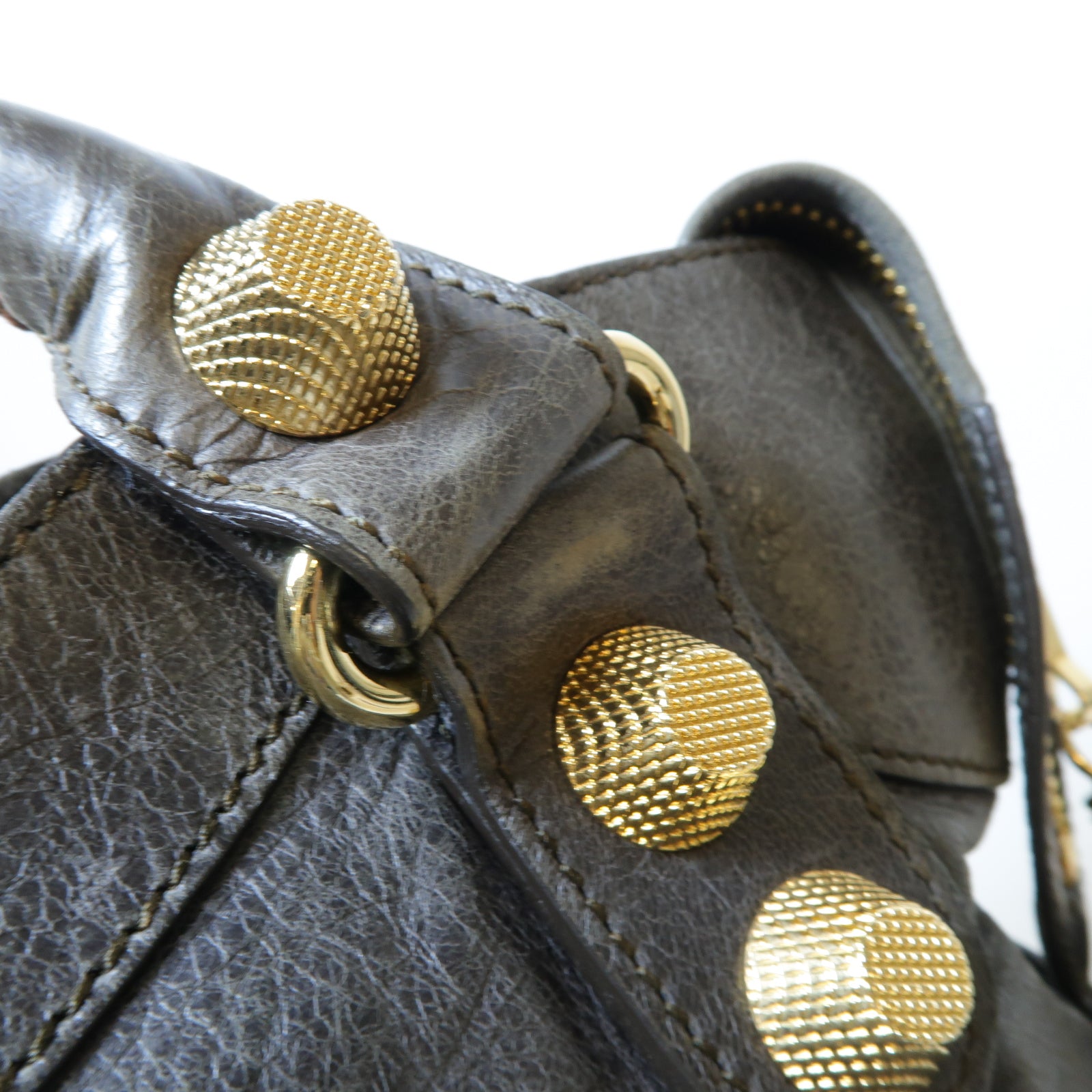 BALENCIAGA 皮革Giant City金扣手挽肩背兩用袋深灰色