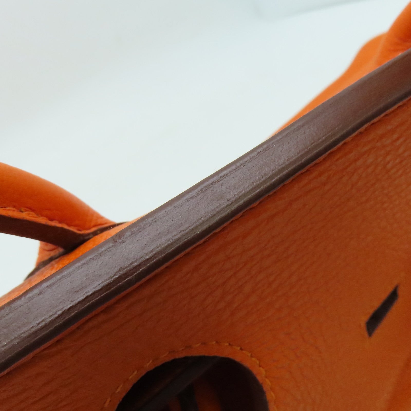 HERMES Clemence皮革Shoulder Birkin肩背袋银扣橙色