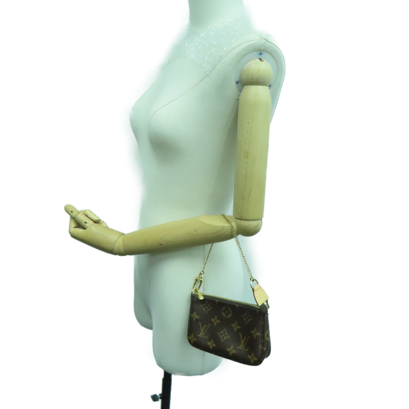 LOUIS VUITTON 【激減優惠】Monogram Mini Pochette金扣手拿包啡色