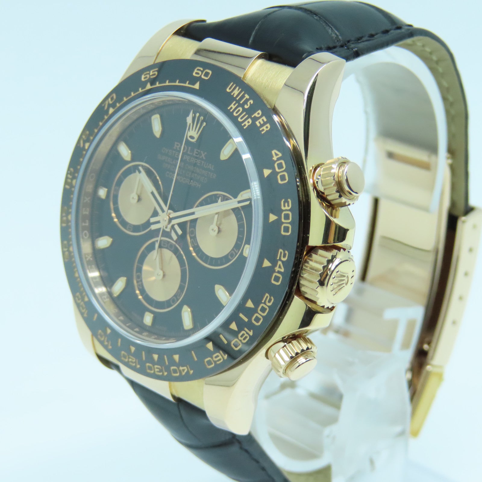 ROLEX Daytona 40mm Leather Strap/18K Rose Gold Watch Automatic Movement Black