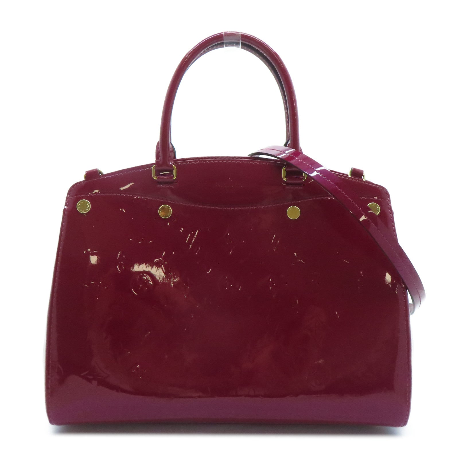 LOUIS VUITTON Monogram Vernis Brea MM金扣手挽肩背兩用袋酒紅色