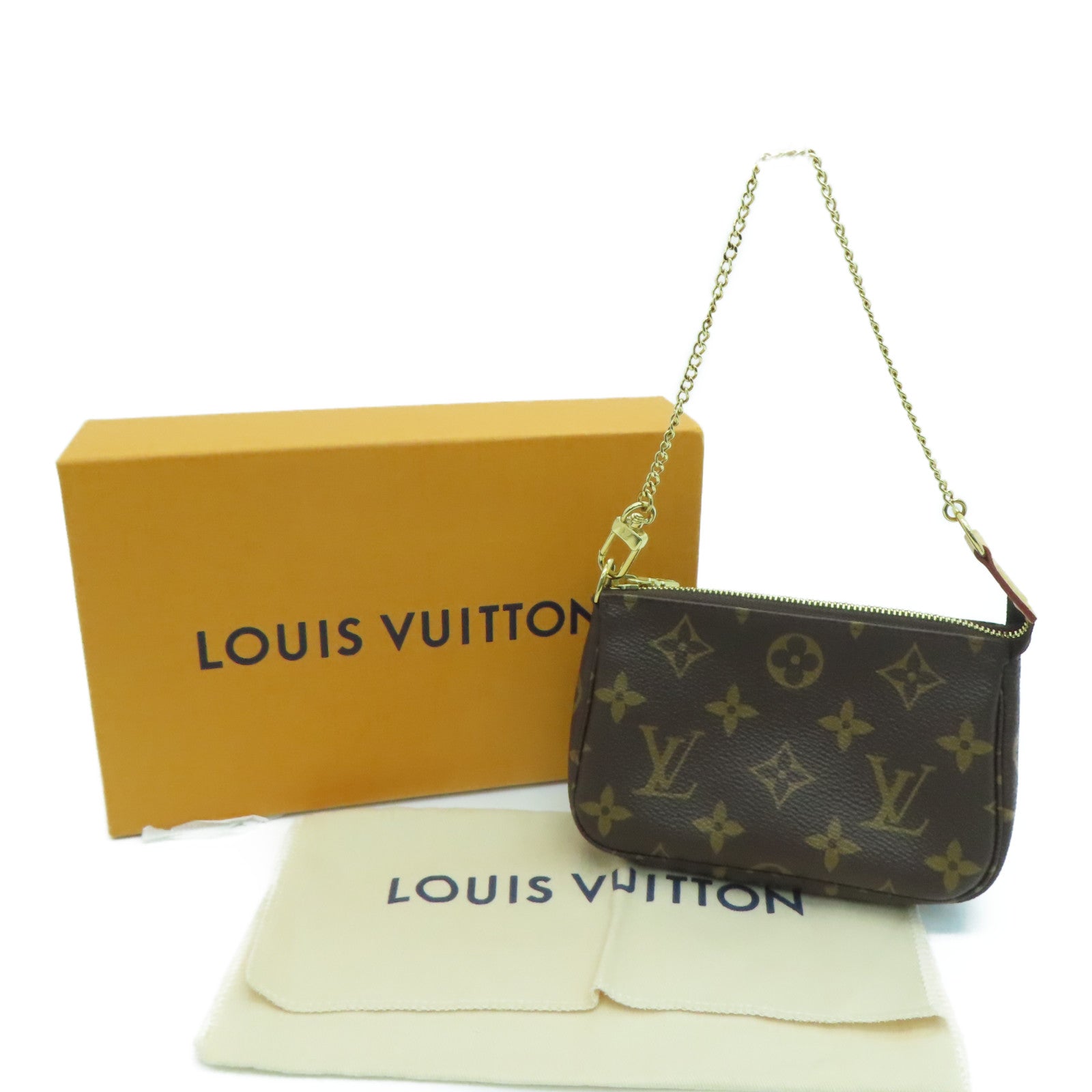 LOUIS VUITTON 【激減優惠】Monogram Mini Pochette金扣手拿包啡色