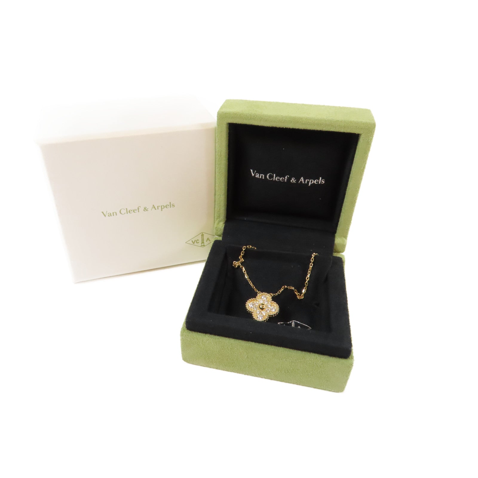 Van Cleef & Arpels 18K玫瑰金Vintage Alhambra項鍊#40cm