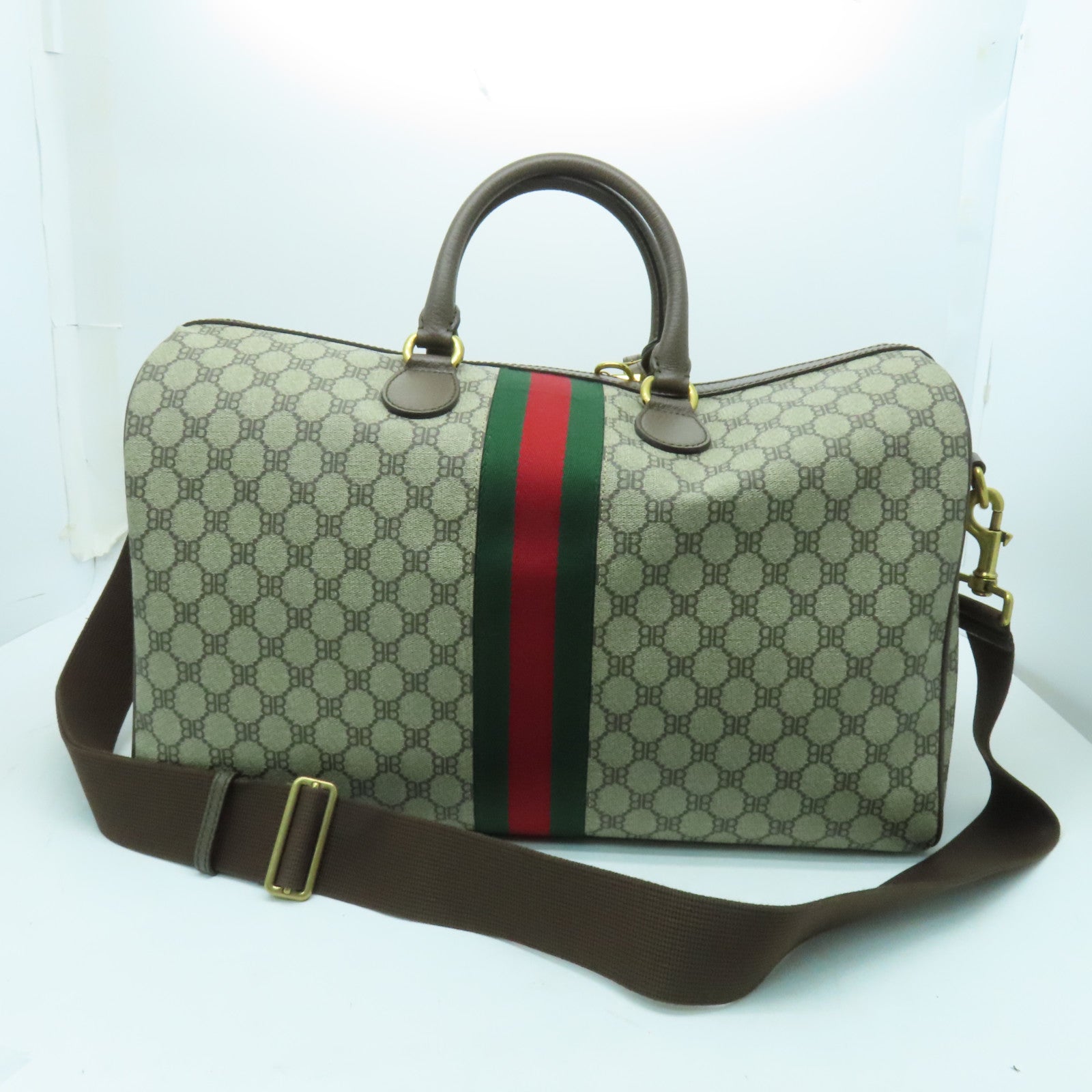 BALENCIAGA 【激減優惠】塗層帆布2 way Shoulder金扣手挽肩背兩用袋啡色