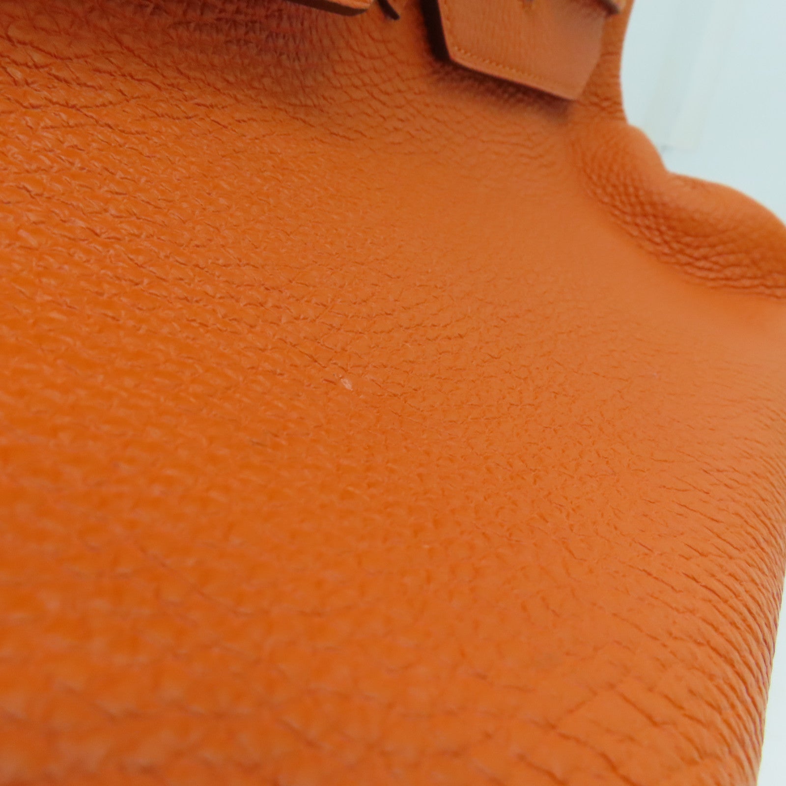 HERMES Clemence皮革Shoulder Birkin肩背袋银扣橙色