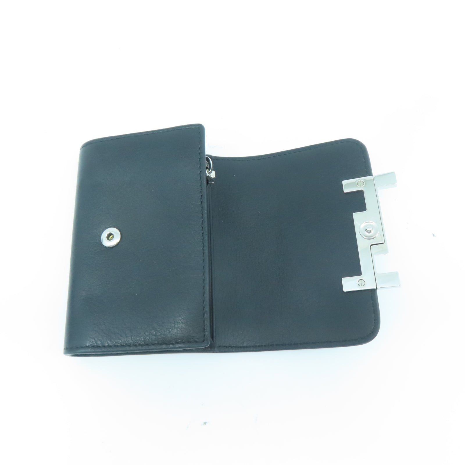 TOD’S 牛皮皮革Card Holder銀扣卡片包黑色
