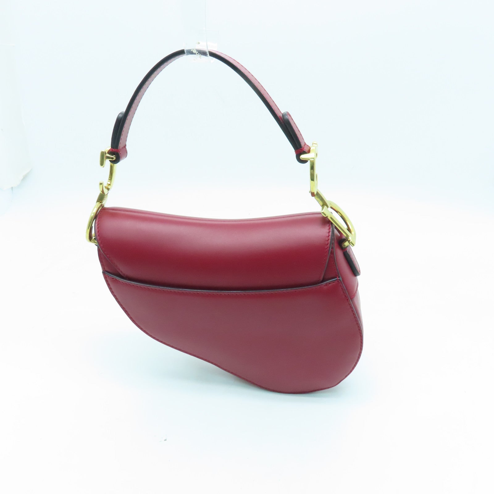 Dior cowhide leather Mini Saddle gold buckle handle bag red