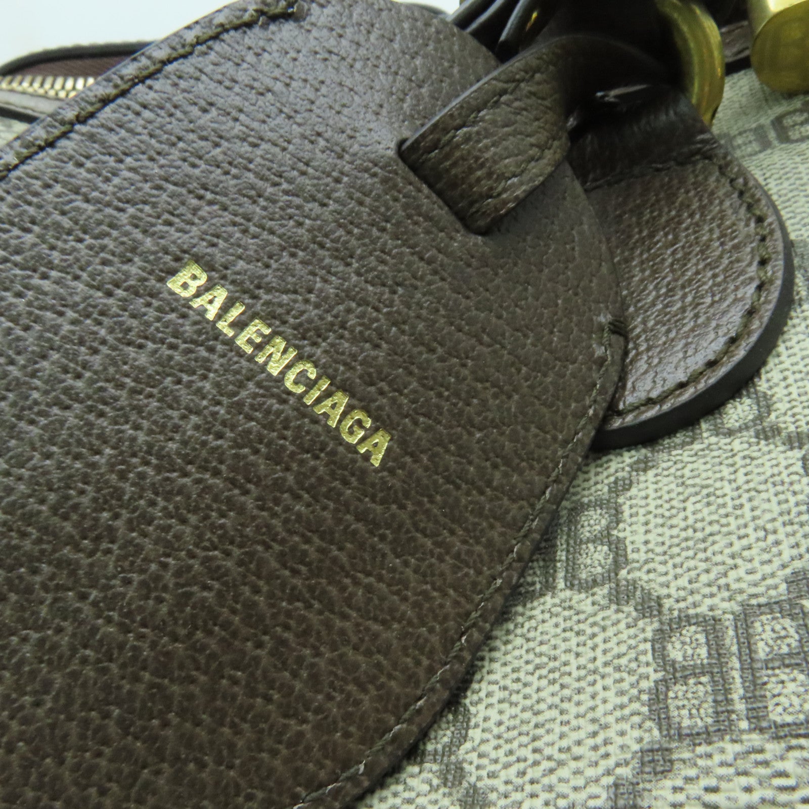 BALENCIAGA 【激減優惠】塗層帆布2 way Shoulder金扣手挽肩背兩用袋啡色