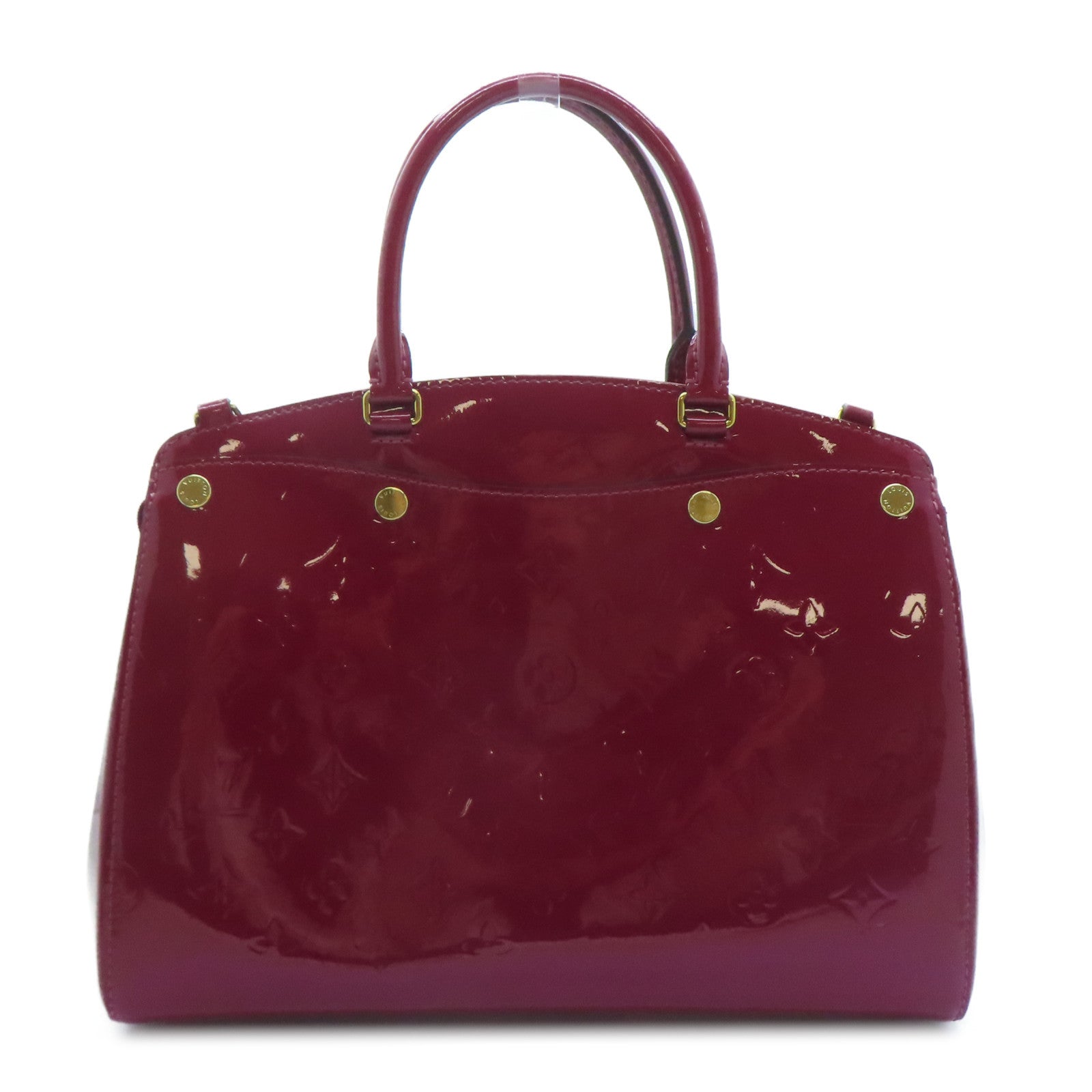LOUIS VUITTON Monogram Vernis Brea MM金扣手挽肩背兩用袋酒紅色