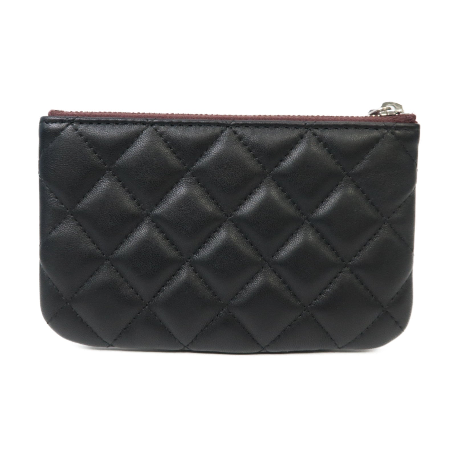 CHANEL 菱格羊皮皮革Clutch Bag銀扣手拿包黒色