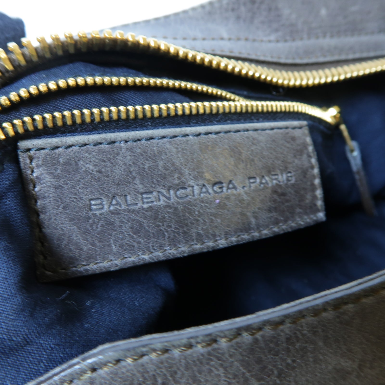 BALENCIAGA 皮革Giant City金扣手挽肩背兩用袋深灰色
