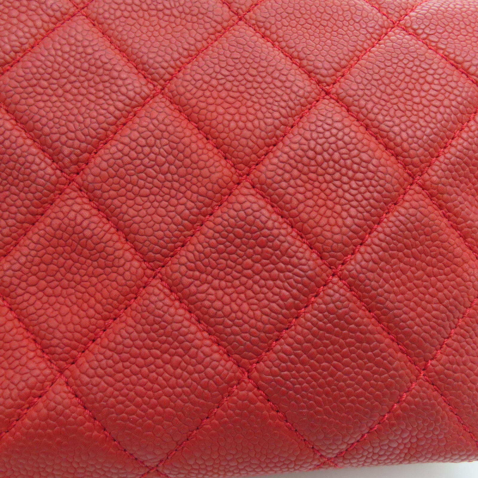 CHANEL 【激减优惠】菱格Caviar皮革Chain Shoulder Bag金扣肩背袋红色