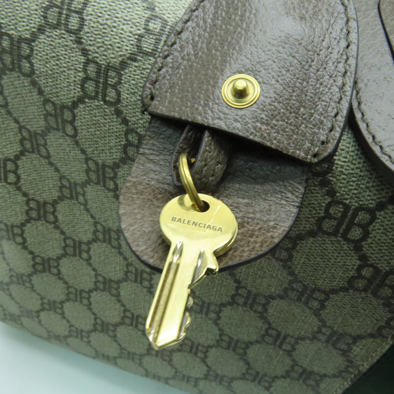 BALENCIAGA 【激減優惠】塗層帆布2 way Shoulder金扣手挽肩背兩用袋啡色