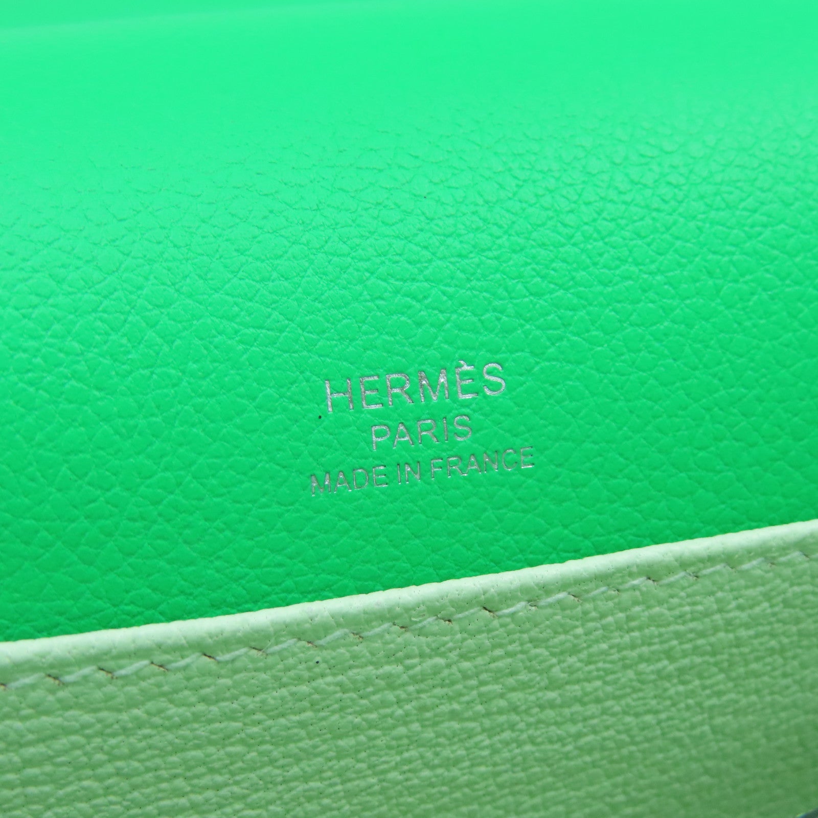 HERMES Evercolor皮革Mini Roulis銀扣肩背袋漫畫綠色