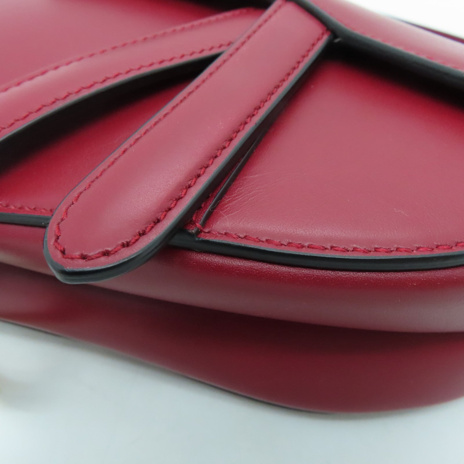 Dior cowhide leather Mini Saddle gold buckle handle bag red