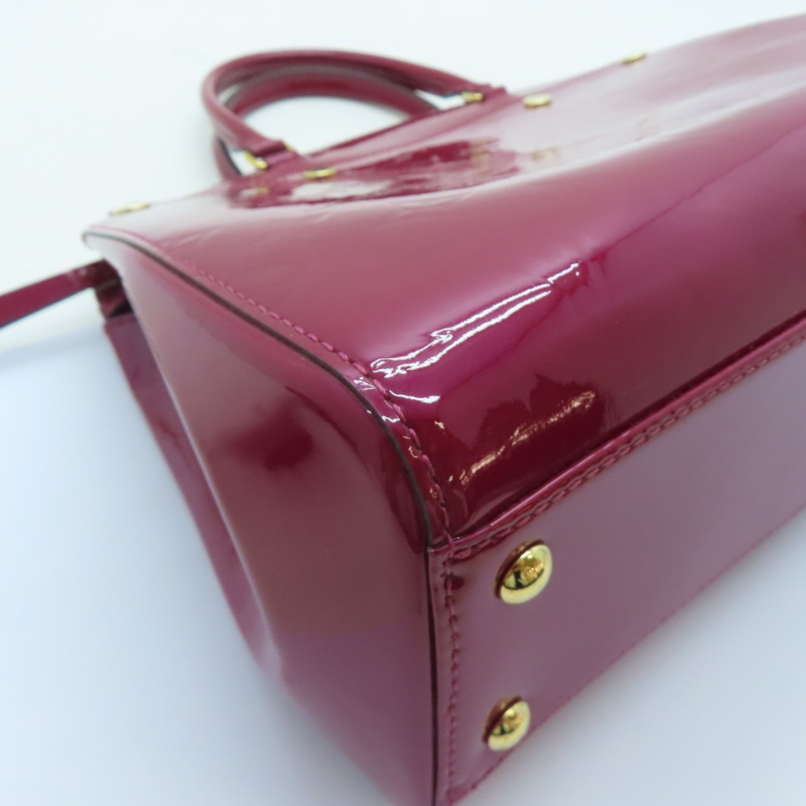 LOUIS VUITTON Monogram Vernis Brea MM金扣手挽肩背兩用袋酒紅色