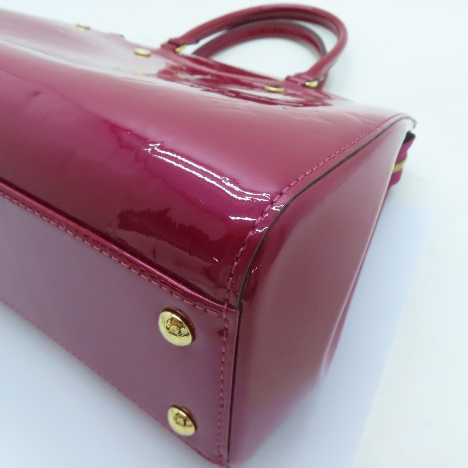 LOUIS VUITTON Monogram Vernis Brea MM金扣手挽肩背兩用袋酒紅色