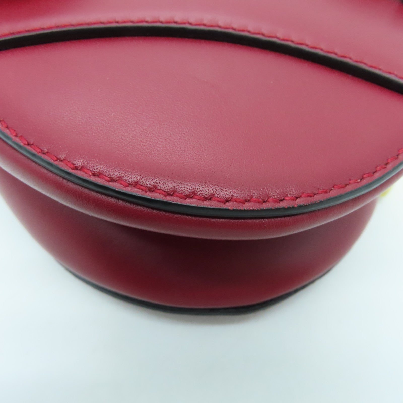 Dior cowhide leather Mini Saddle gold buckle handle bag red
