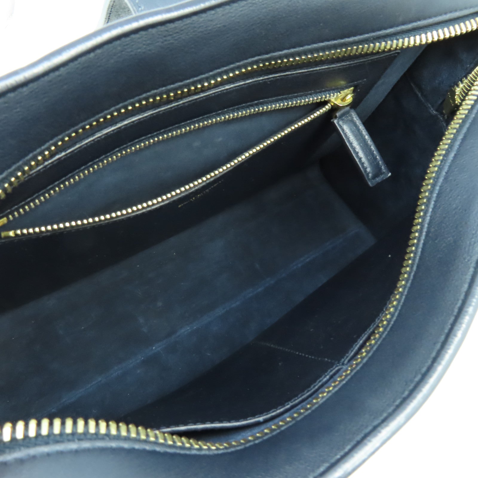 SAINT LAURENT 牛皮皮革2 Way Shoulder Bag金扣手挽肩背兩用袋深藍色