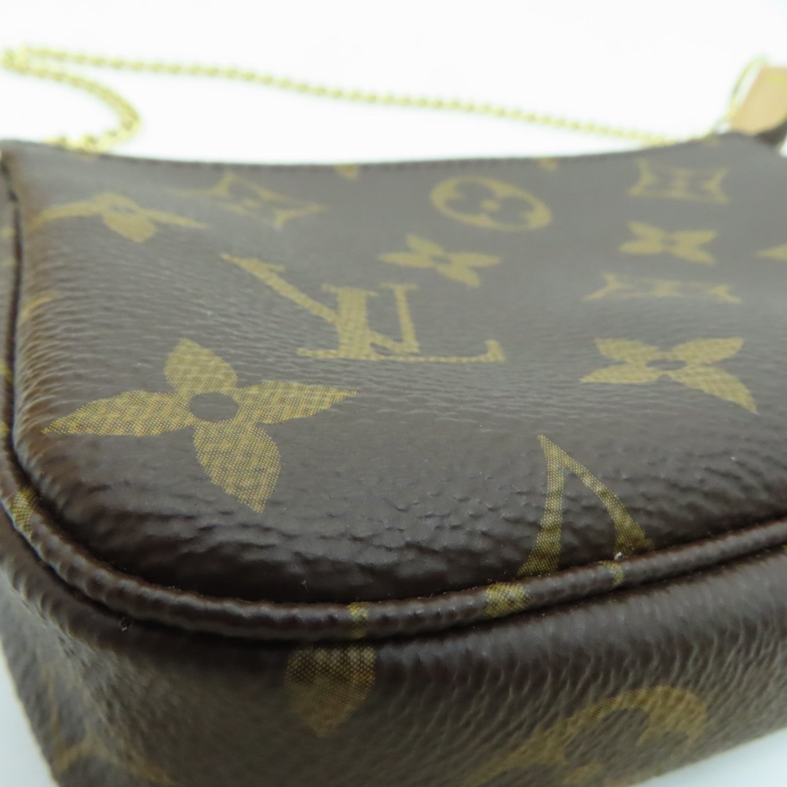LOUIS VUITTON 【激減優惠】Monogram Mini Pochette金扣手拿包啡色