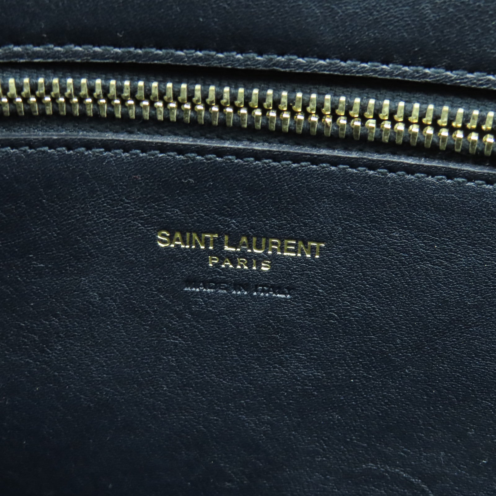 SAINT LAURENT 牛皮皮革2 Way Shoulder Bag金扣手挽肩背兩用袋深藍色