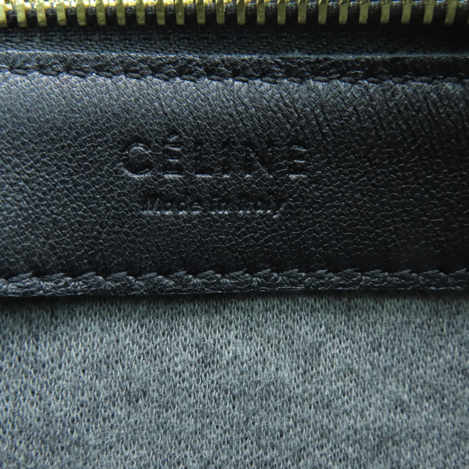 CELINE sheepskin leather Shoulder Bag gold buckle shoulder bag black