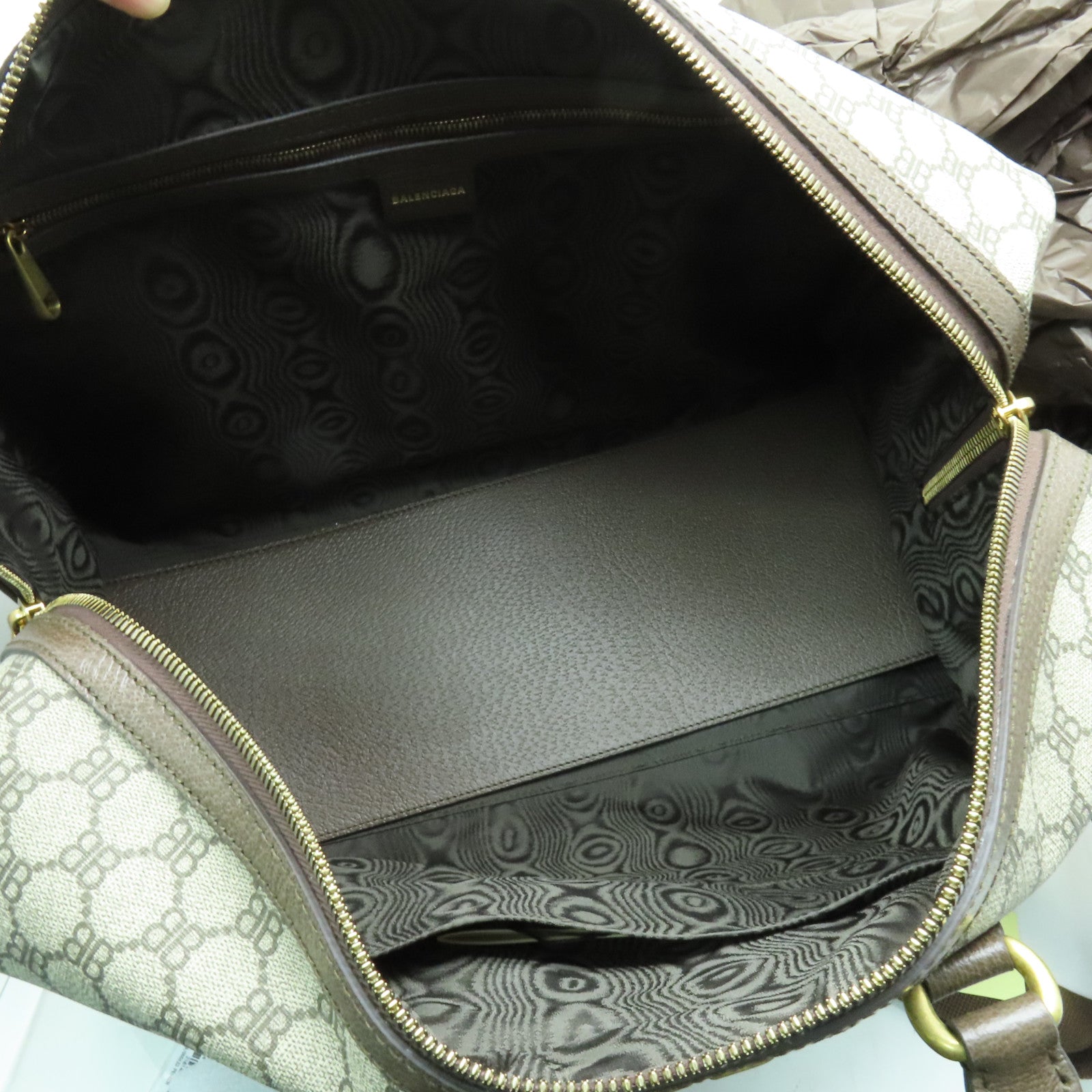 BALENCIAGA 【激減優惠】塗層帆布2 way Shoulder金扣手挽肩背兩用袋啡色