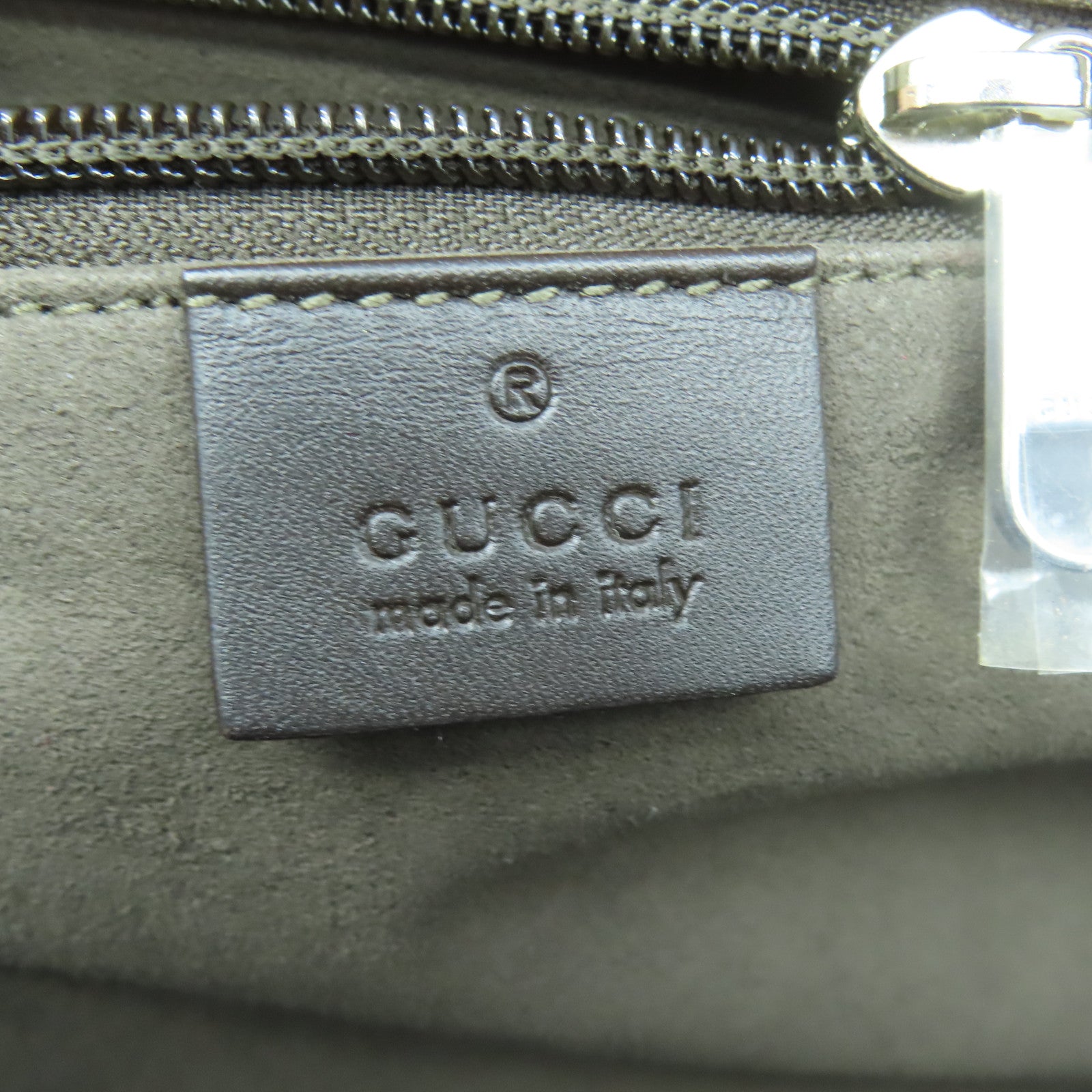 GUCCI 塗層帆布2Way Shoulder銀扣手挽肩背兩用袋啡色