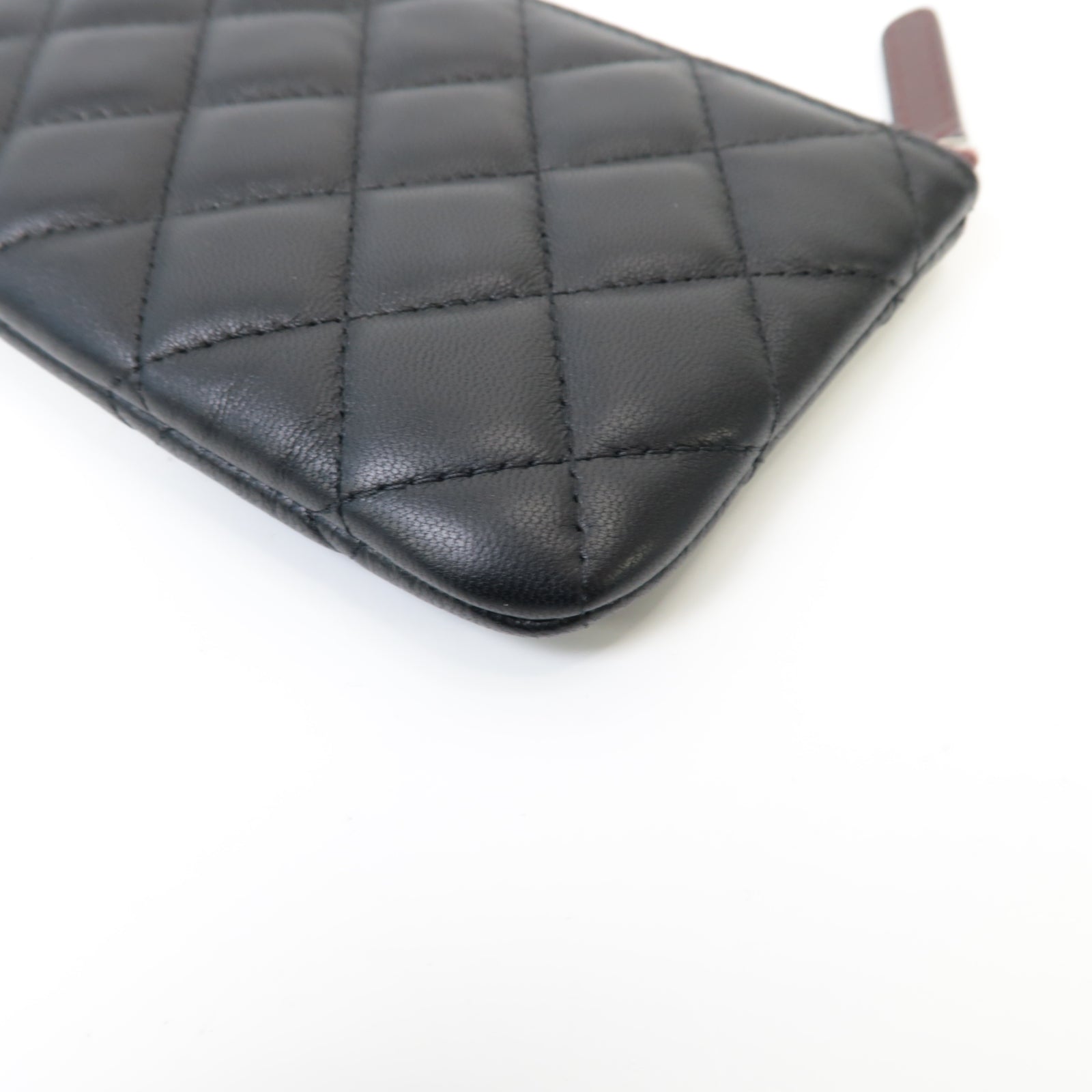 CHANEL 菱格羊皮皮革Clutch Bag銀扣手拿包黒色
