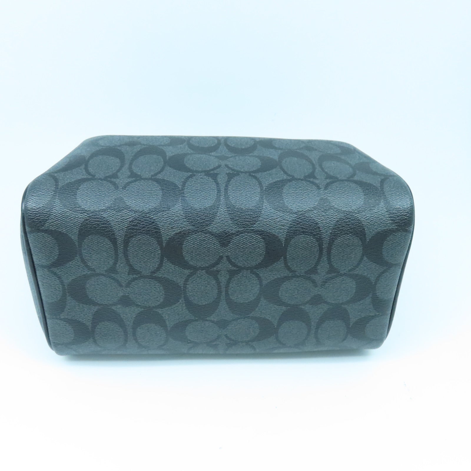 COACH 塗層帆布2 Way Shoulder Bag銀扣手挽肩背兩用袋黑色/灰色