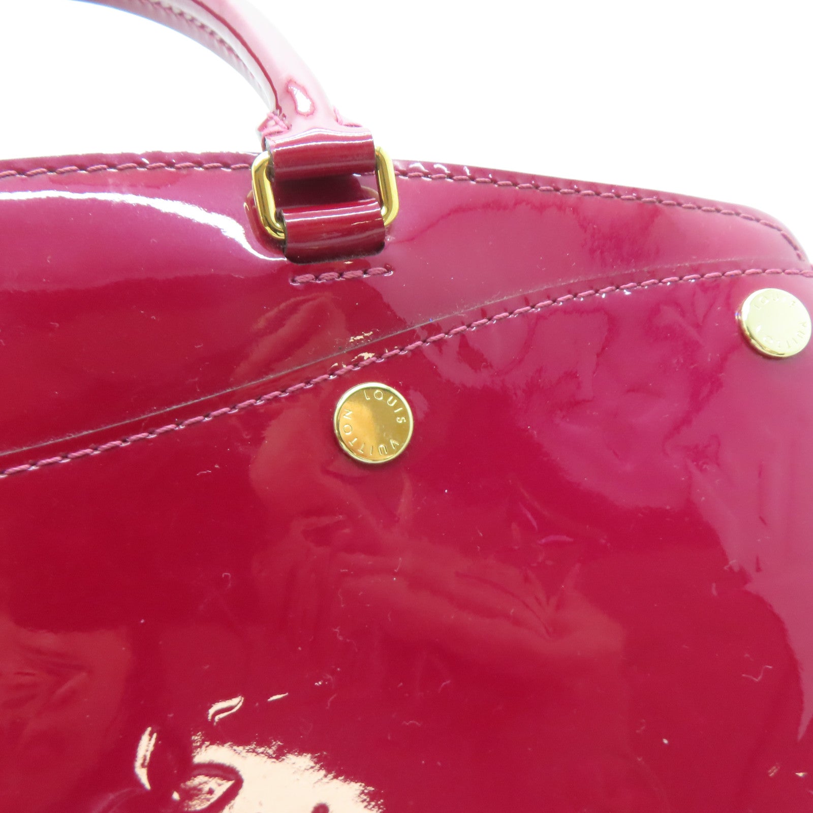 LOUIS VUITTON Monogram Vernis Brea MM金扣手挽肩背兩用袋酒紅色