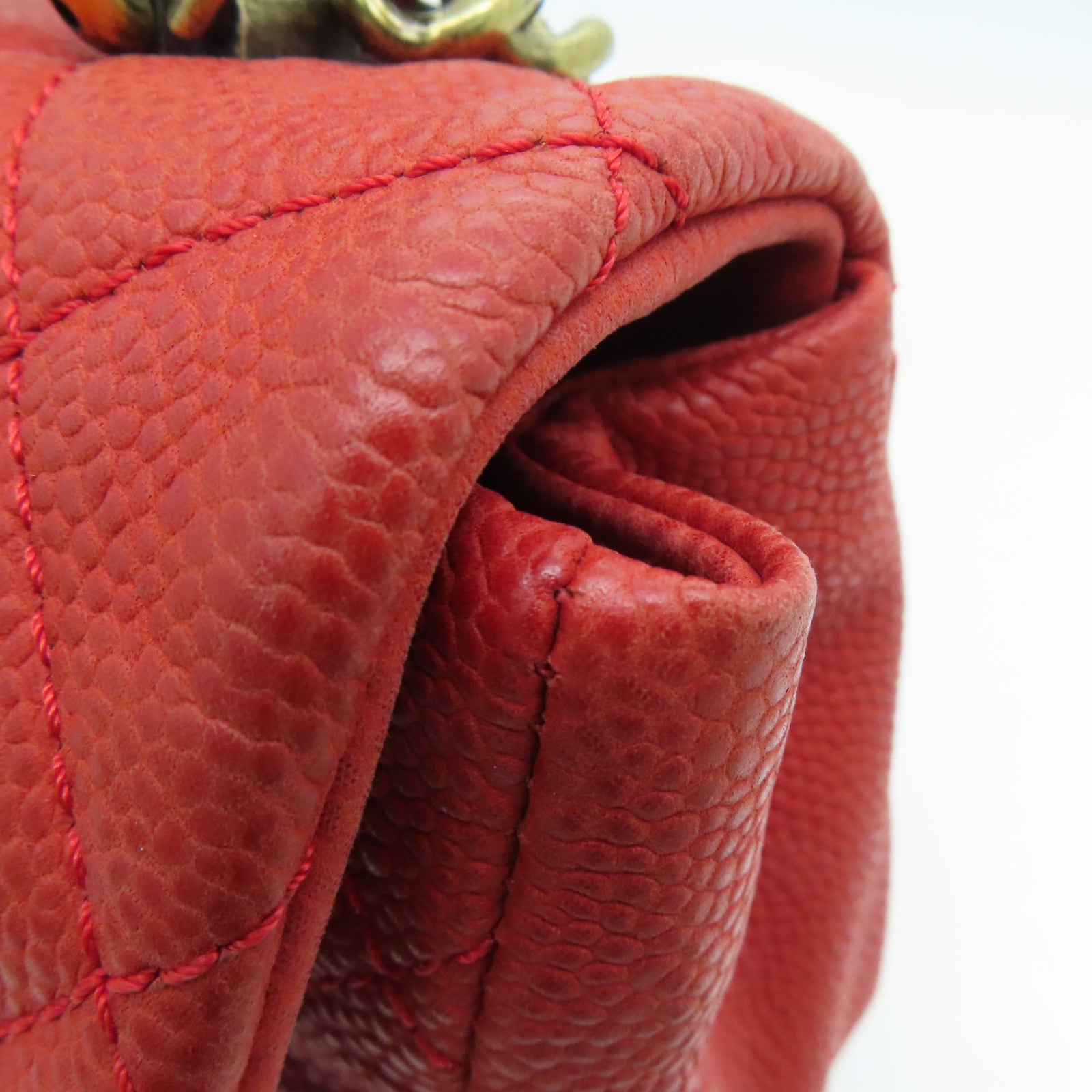 CHANEL 【激减优惠】菱格Caviar皮革Chain Shoulder Bag金扣肩背袋红色