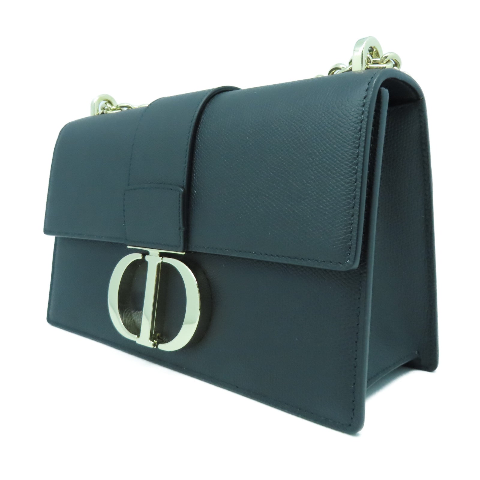 Dior 牛皮皮革30 Montaigne金扣鏈帶肩背袋黑色