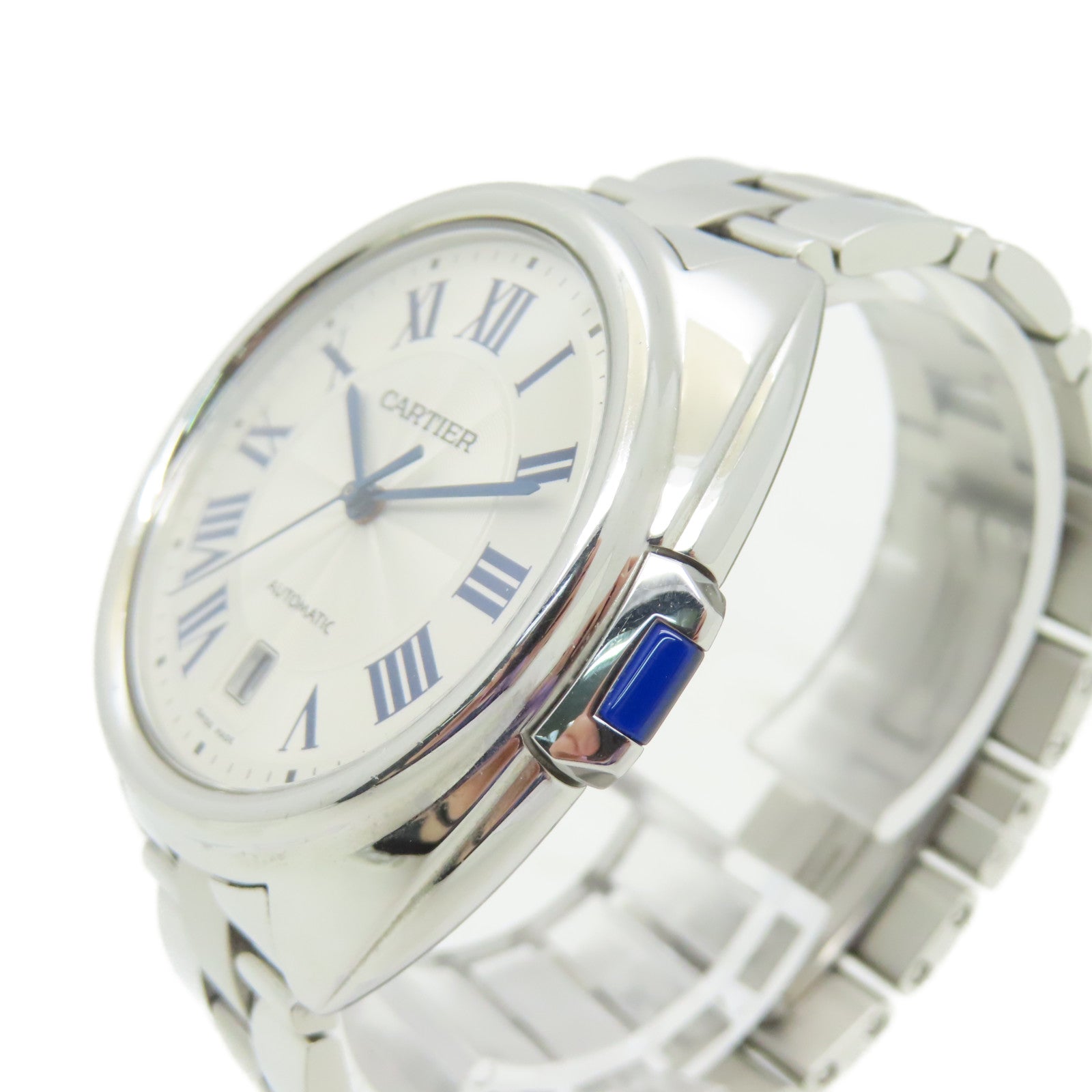 CARTIER Cle De Cartier不鏽鋼自動機芯手錶白色