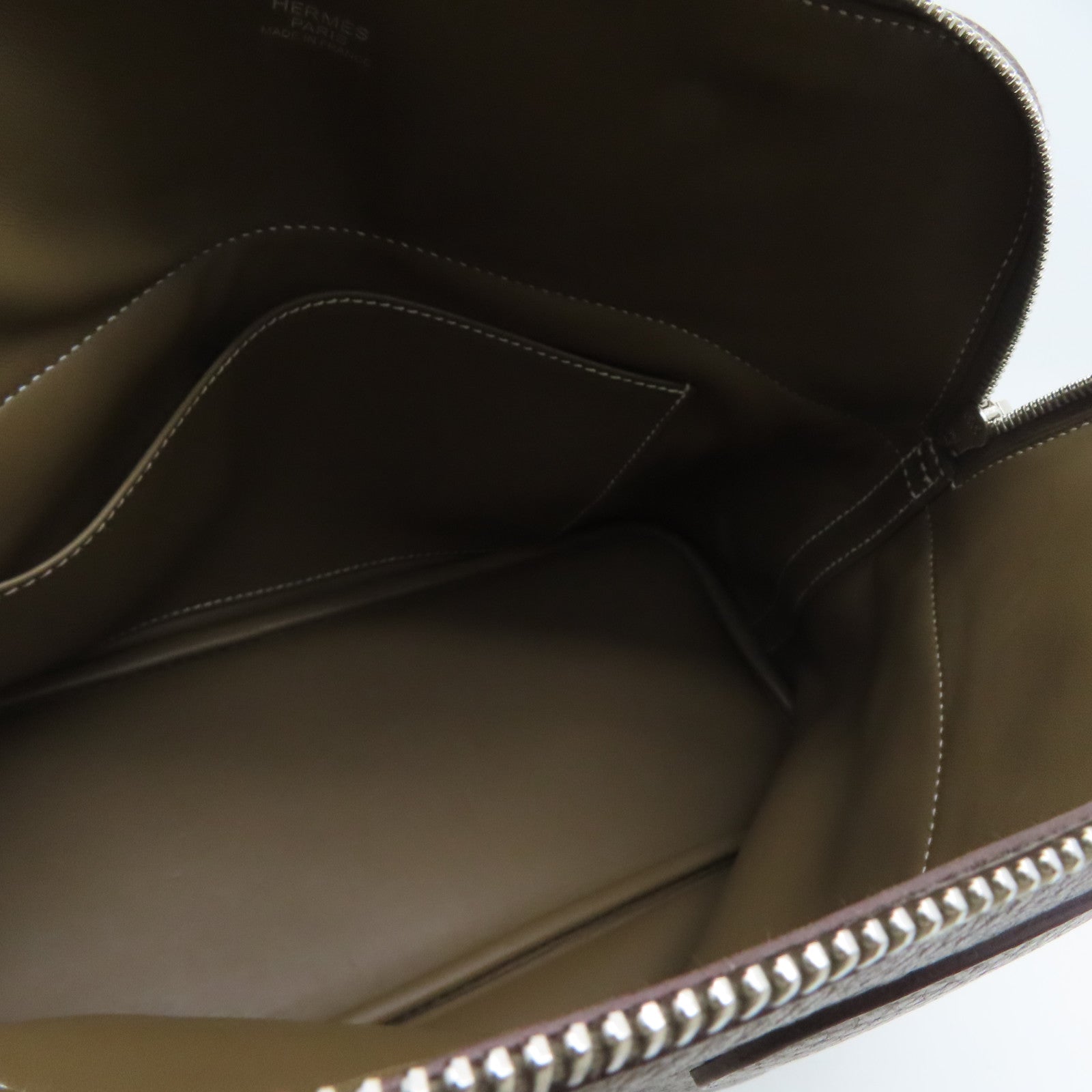 HERMES Clemence皮革Bolide 31銀扣手挽肩背兩用袋Etoupe/啡色