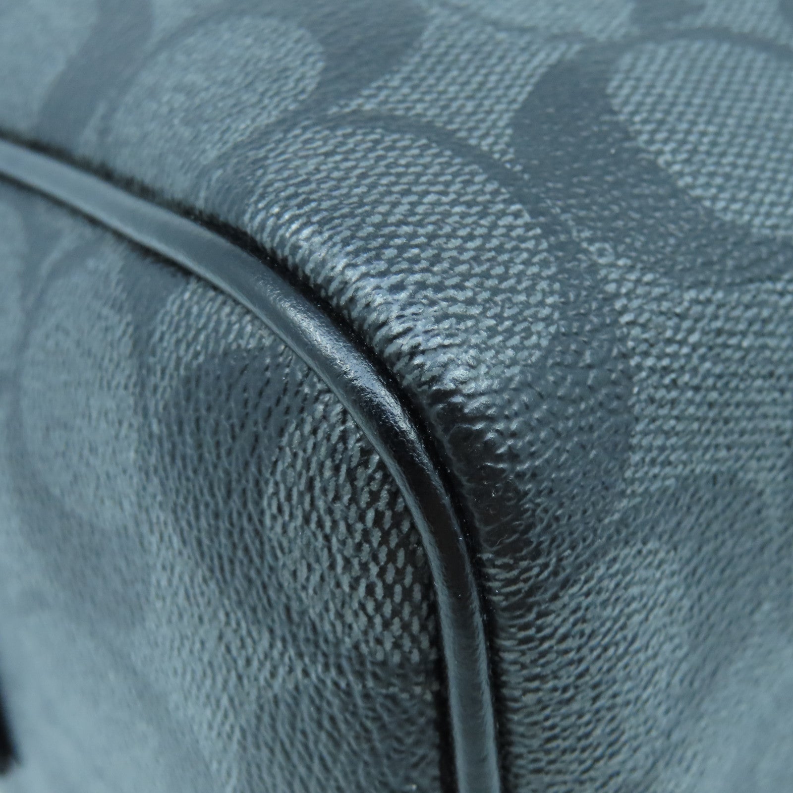 COACH 塗層帆布2 Way Shoulder Bag銀扣手挽肩背兩用袋黑色/灰色