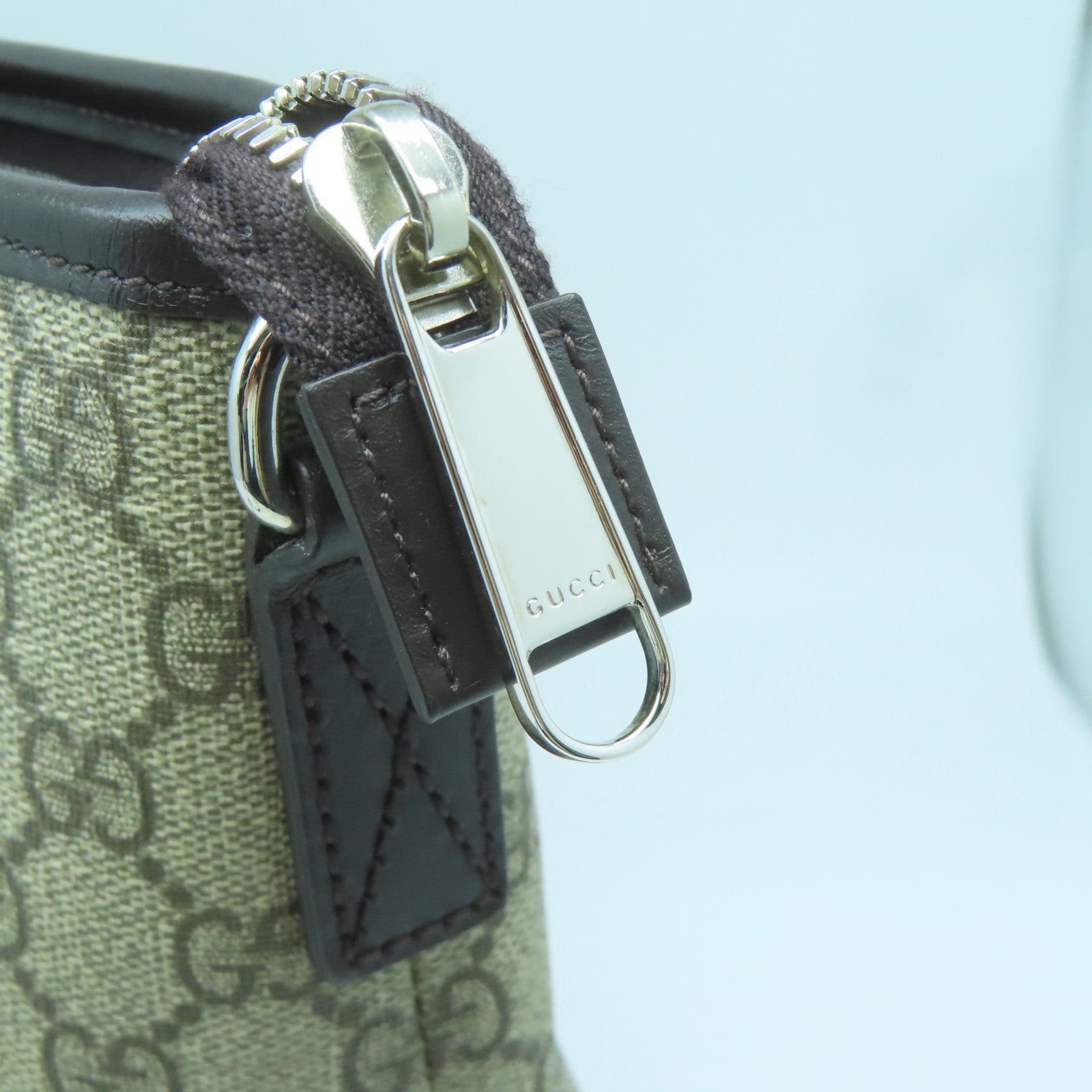 GUCCI 塗層帆布2Way Shoulder銀扣手挽肩背兩用袋啡色