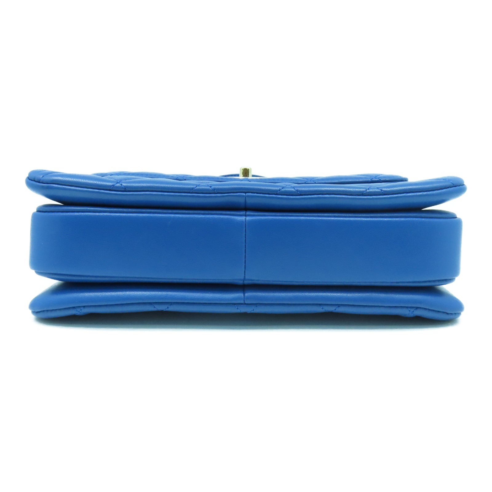 CHANEL 【激減優惠】菱格牛皮皮革Top Handle Bag銀扣手挽肩背兩用袋藍色